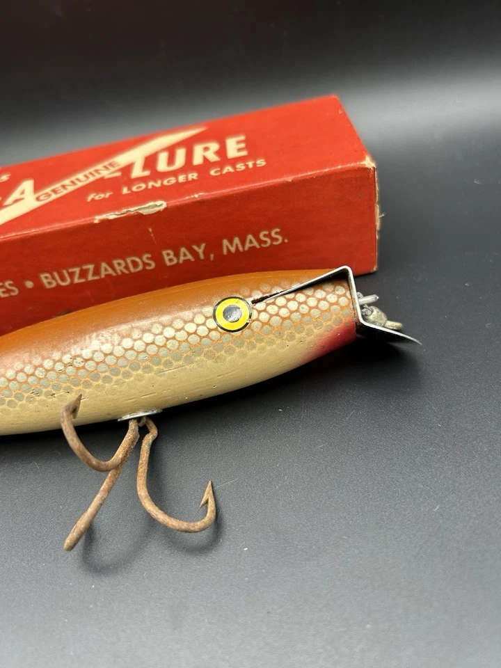 Vintage Stan Gibbs Wooden Fishing Lure Cast-A Genuine White GS 3 1950s U.S. - Image 1 of 4