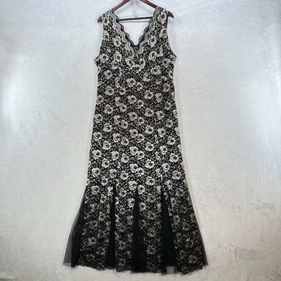 Vintage Candalite Dress Womens 2X Black Lace Floral Maxi Romantic Fairy Gown - Image 1 of 4