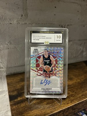 2023-24 Mosaic Cole Swider Auto Scripts #MS-CSH / Miami Heat GAS gem mint 10 - Image 1 of 2