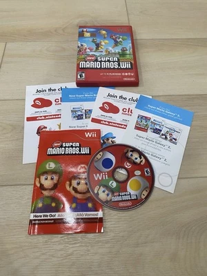 New Super Mario Bros. Wii (Nintendo Wii, 2009) Complete W/ Manual Inserts CIB - Image 1 of 4