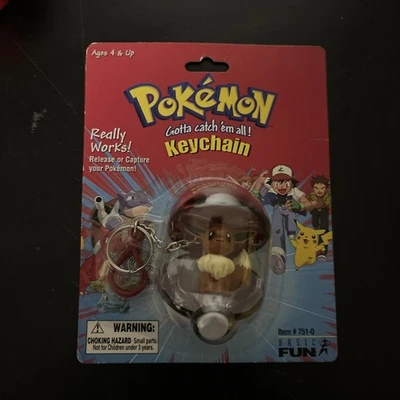 Pokemon 90's Eevee Pokeball Keychain NEW Catch And Release Basic Fun - Image 1 of 2