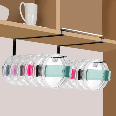 Paquete de 2 organizadores de tapa de vaso debajo del gabinete soporte de tapa para tapas Yeti/Stanley negras Foto 1 de 4