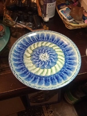 NICE STUDIO POTTERY PORTMADOG PORTMADOC WALES BLUE GLAZED ART PLATE,10.5", VGC - Image 1 of 4