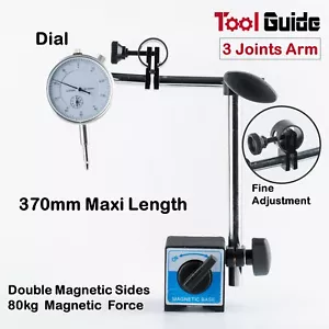 0-10mm Dial Indicator Gauge Magnetic Base Holder, 3 Joint Arm + Fine Adjustment - Picture 1 of 6