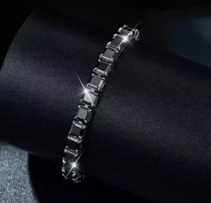 Lab-Created Diamond 14K White Gold Plated Charm Tennis Bracelet 7Ct Princess Cut - Picture 1 of 6