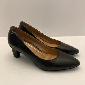 Vionic Mia VS305 Womans Black Leather Pumps Arch Support Comfort Heels Size 7.5 - Picture 1 of 11