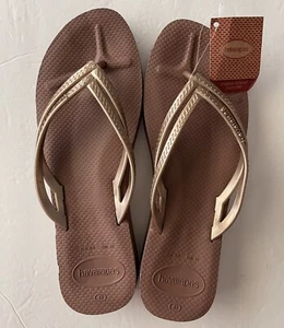 Havaianas Flip Flops Mens Wedge Sandal Cappuccino 11.5 Molded Footbed Thongs - Picture 1 of 5