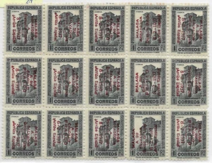 SPAIN Civil War MALAGA Block of 15 stamps 3 tete-beche OVRP 3 MH - 12 MNH VF - Picture 1 of 1