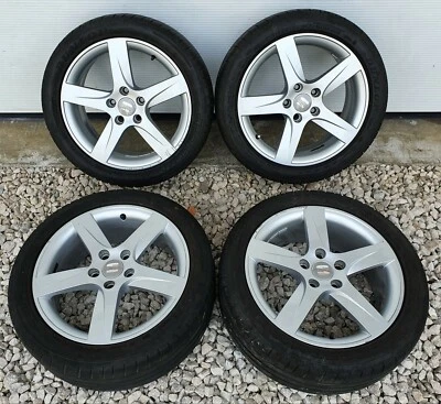 Original Seat Leon 17 Zoll Alufelgen 7x17 ET54, 1P0601025M, SR 225/45, 4,7-6,9mm - Bild 1 von 4
