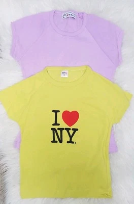 Toddler Girls Solid Purple & Green "I Love New York" T-Shirts (Lot of 2) Medium - Image 1 of 4