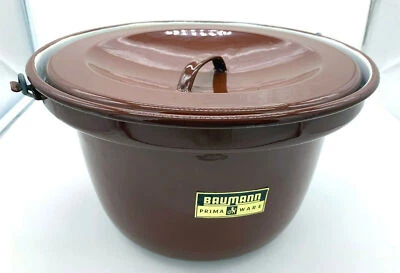 Baumann Prima Ware Nachttopf rostbraun weiß mit Deckel Retro Email TOP - Bild 1 von 4