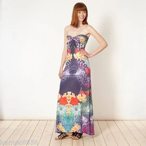 New Lipsy Bandeau Strapless Floral Maxi Dress Sz UK 8 10   rrp £55 - Picture 1 of 4