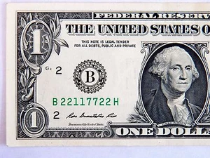 2009 U.S. ONE DOLLAR UNC. RADAR BILL- wow ALL DOUBLES - ( B 22117722 H ) - Picture 1 of 4