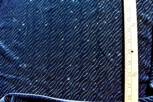 NAVY BLUE VELOUR STRIPED METALLIC DOTS 2 WAY STRETCH POLY FABRIC 26X60 INCHES - Picture 1 of 1
