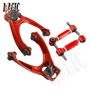Front Upper Control Arms+Rear Camber Adjustable Kit For 96-00 Honda Civic EK Red - Picture 1 of 9