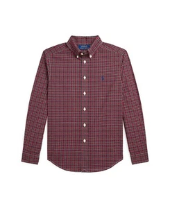 Polo Ralph Lauren RED BLACK Boy's Kids Plaid Cotton Poplin Shirt, US 6 - Picture 1 of 2