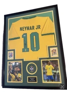 Neymar Signed Framed Brazil Soccer Jersey W/COA ๐ฅ - Picture 1 of 4