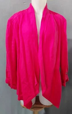 Chico's - Blazer abierto asimétrico manga 3-4 lino rojo mujer - talla 3 (XL-16) Foto 1 de 4