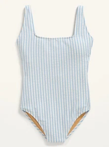 Old Navy Womens Square-Neck Striped Seersucker One-Piece Swimsuit Size 2X - Picture 1 of 6