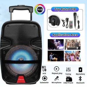 8" Tieftöner Karaoke Ghettoblaster tragbares Bluetooth Lautsprechersystem Party FM DJ AUX Mikrofon - Bild 1 von 11