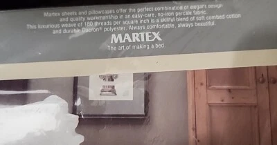 Juego de sábanas dobles vintage Martex algodón polietileno 3 piezas Maison rosa volantes blancos NUEVO  Foto 1 de 4