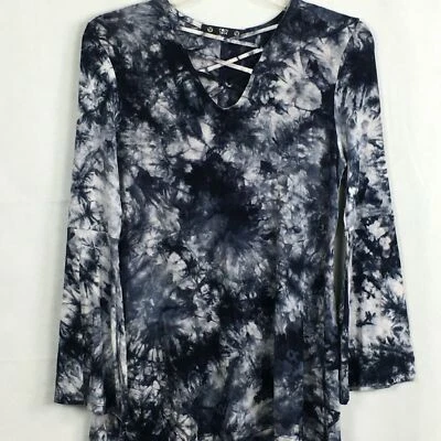 Camisa Coin 1804 Mujer Talla M Azul Blanco Tie Dye Manga Larga Elastizada Tejido Fluido Foto 1 de 4
