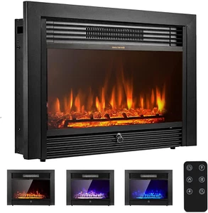 28.5" Electric Fireplace Insert, Wall Recessed/Mounted, Freestanding Fireplace w - Picture 1 of 7