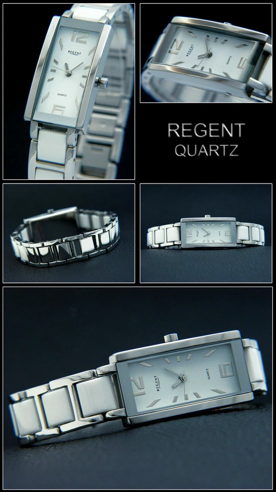Elegant Sporty Watch Regent Ceramic Look Stainless Steel Dream White Rectangular - Image 1 of 1