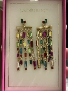 Persimmon, Multi Color, Baguette, Waterfall Earrings, Still in box - Picture 1 of 2