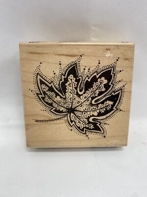 Stampendous! 大号枫木点叶 Q089 木质橡皮图章 秋季 全新 — 第 1/3 张图片