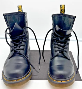 Dr Martens 1460 W taglia 7 stivali donna Pascal neri alla caviglia 8 fori doc pelle - Foto 1 di 7