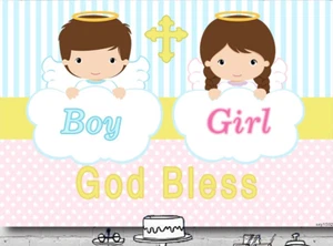BAPTISM RELIGIOUS CHRISTENING COMMUNION PARTY BANNER BACKDROP DECORATION - Picture 1 of 4