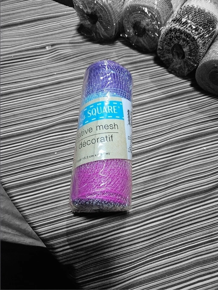 Lote de 6 mallas decorativas. Pascua Púrpura Amarillo Rosa Azul 6" × 5 Yd NUEVO  Foto 1 de 1