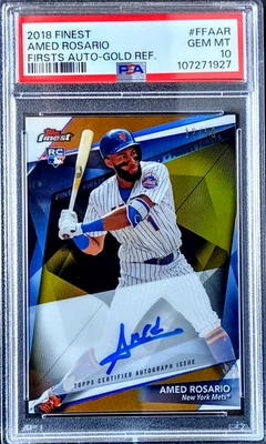 2018 Topps Finest Amed Rosario RC First Auto Gold #ed 12/50 PSA 10 #FFA-AR Mets - Image 1 of 2