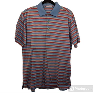 Peter Millar Men L Blue Strip Polo Cowboy Golf Short Sleeve Polo Shirt - Picture 1 of 12