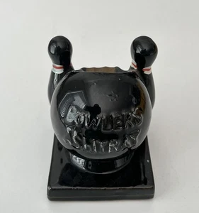 Posacenere vintage Bowler's palla da bowling e spille novità decorazione bordo oro nero GIAPPONE - Foto 1 di 14