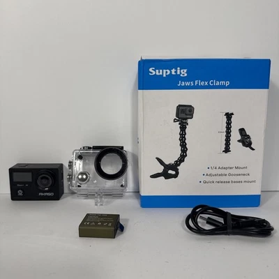AKASO Brave 4 Camera - Underwater Case, Jaw Flex Clamp, Extra Battery- EUC! - Image 1 of 4