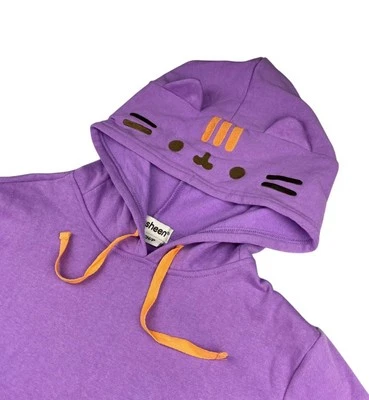Pusheen Cat/Bat Wings Pullover Hoodie Purple Size 3XL Cotton - Image 1 of 4