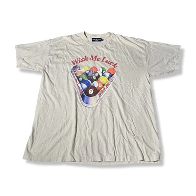 Camiseta Wish Me Luck Los Angeles Beige 8 Pelotas Piscina Gráfico Talla XL Ropa de Calle Foto 1 de 4