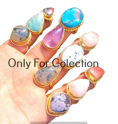 Лот духовных ювелирных украшений кольца позолоченные 18 карат с аметистом и смешанными драгоценными камнями Bestbuy - Изображение 1 из 4