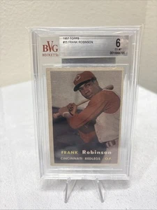 1957 Topps #35 Frank Robinson Cincinnati Reds Rookie Baseball Card BVG 6 RC EXMT - Picture 1 of 2