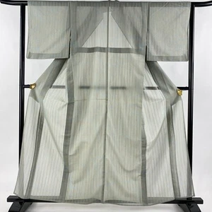 Pure Silk Gray-Green Geometric Scarf 160cm x 62cm Thin Lightweight - Bild 1 von 6