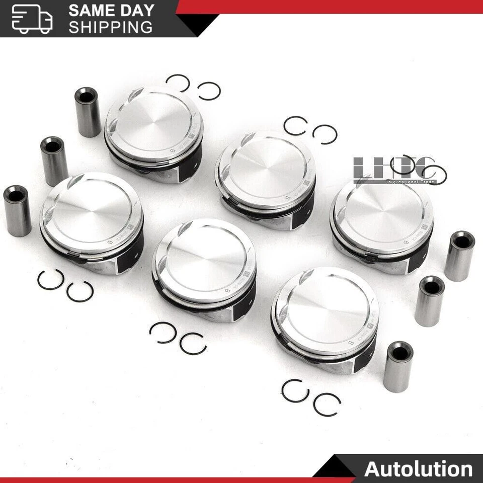 6pcs Engine Piston Set For Volvo S80 XC60 XC90 3.2 L6 B6324S 30750274 30750275 - Image 1 of 1