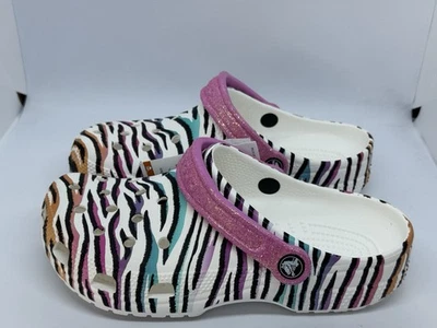 Zuecos clásicos Crocs de cebra con estampado multicolor brillantes talla 5 de EE. UU. NUEVOS CON ETIQUETAS para niños Foto 1 de 4