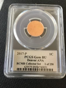 2017 p lincoln cent pcgs gem bu denver ana 1 of 250 - Picture 1 of 4