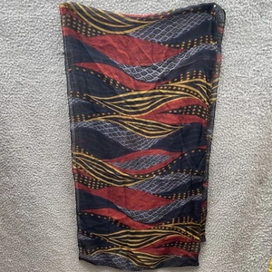 Salvatore Ferragamo transparenter Seidenschal 60”x 16” rechteckig schwarz marine rot signiert - Bild 1 von 13
