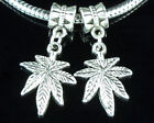 30Pcs Tibetan Silver Marijuana Cannabis Leaf Dangle Charms Fit Bracelet Zy80