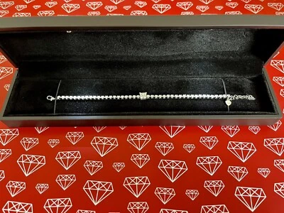 1ct Princess Bracelet White Gold Lab-Created VVS1/D/Excellent Diamond Test Pass - Image 1 of 4
