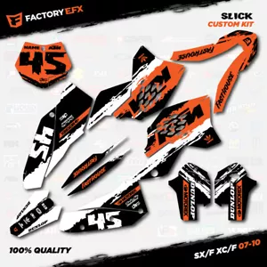 Black White Orange Slick Racing Graphics Kit fit KTM 07-10 SX Sxf XC 125 250 450 - Foto 1 di 5