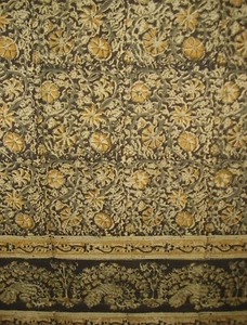 Veggie Dye Block Print Curtain Drape Panel Cotton 46" x 84" Olive Green - Picture 1 of 2